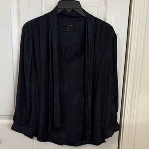 Banana Republic Charcoal and Navy Floral Blouse